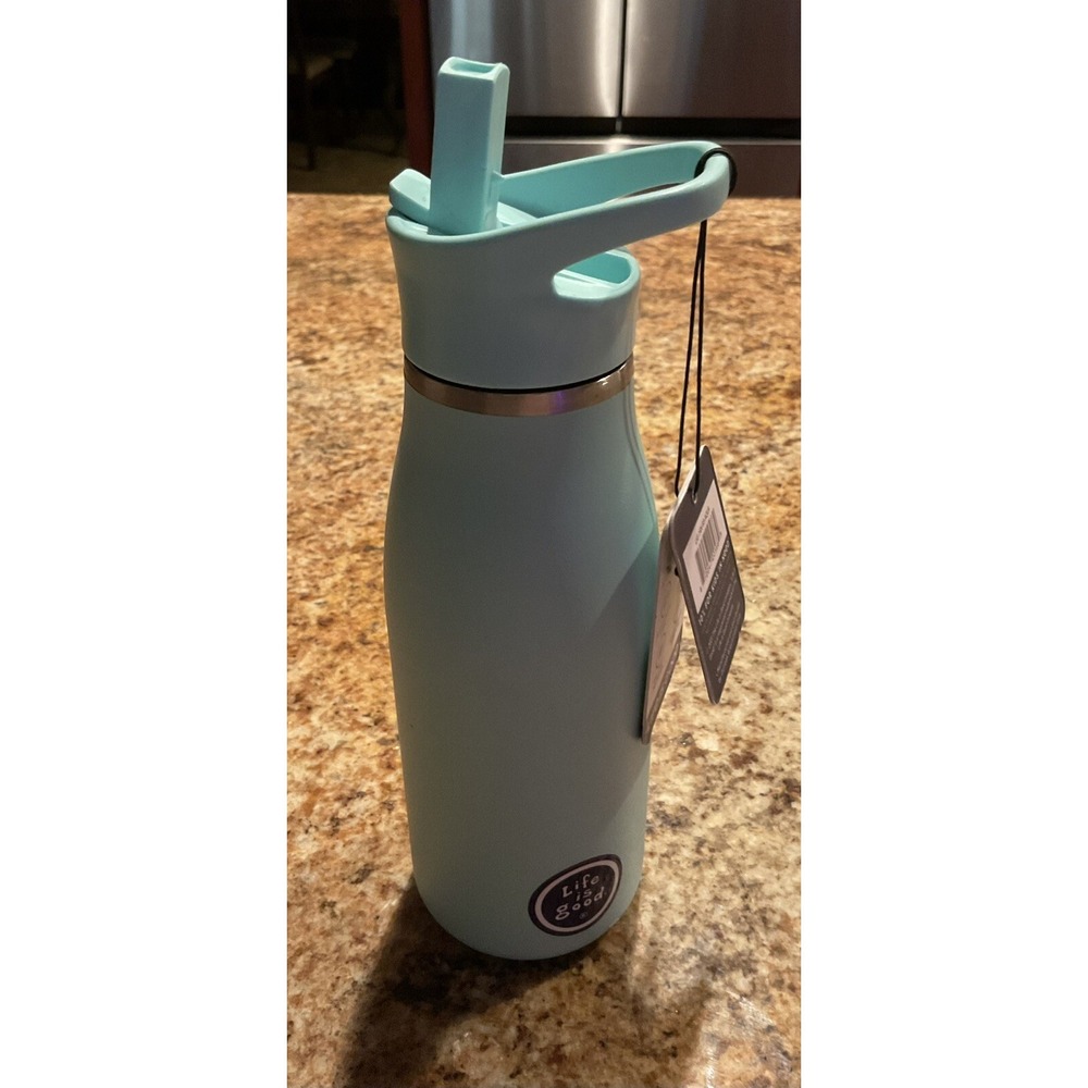 NWT Life is Good Stainless Steel Kids Water Bottle 14oz‎ W/Straw Blue Wild Child - Picture 5 of 7